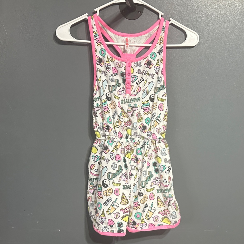 Fabkids Pink Trim Graphic Romper